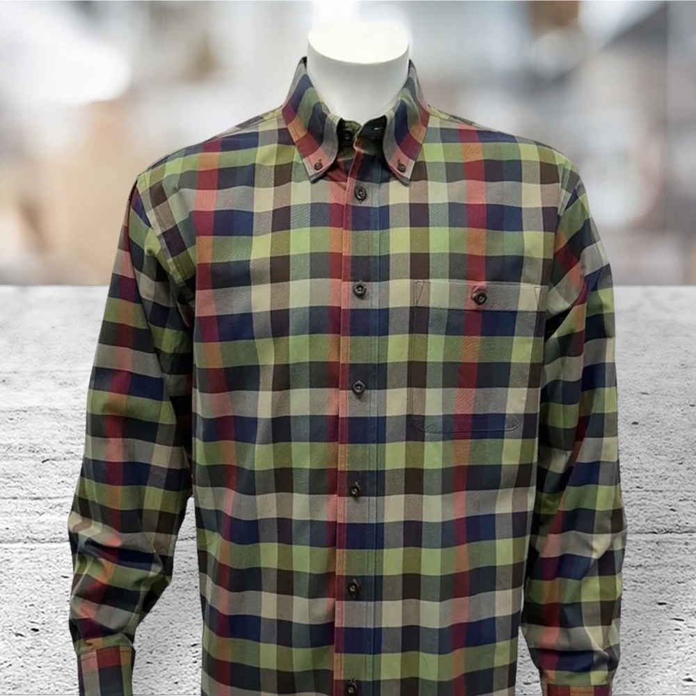 Orvis Signature Twill Multi Color Checkered Butto… - image 1